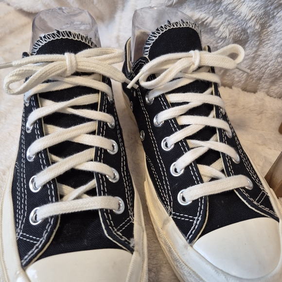 Converse X Comme Des Garsons Play Sneakers Black Low Lace Up Women's Size 8 - Picture 7 of 14